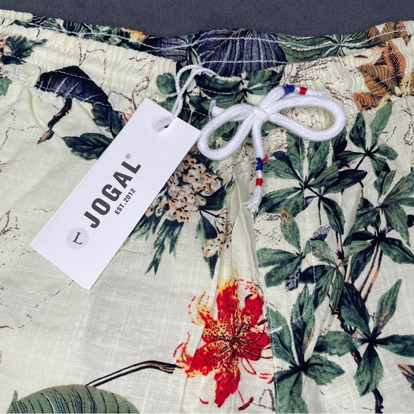 Jogal Hawaiian 2 Piece Set Shirt Shorts Floral Beach Sz L - Picture 9 of 11